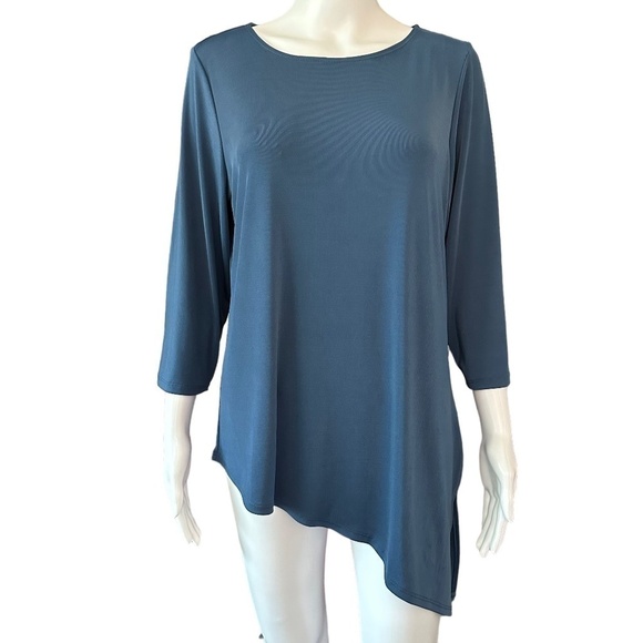 Easywear by Chico's Size 1/US 8/M Slinky Asymmetrical Work Travel Side slit Top - Picture 1 of 16